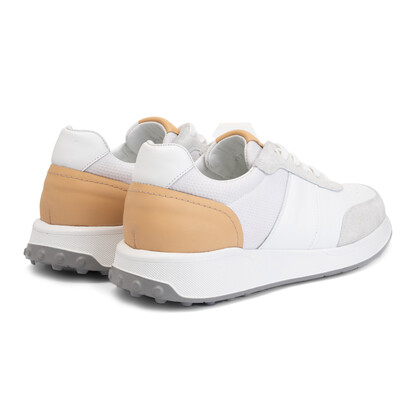  - Vlonı 390-10 Beyaz Bej Hakiki Deri Erkek Sneaker (1)