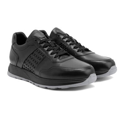 Vlonı 402-03 Siyah Hakiki Deri Erkek Sneaker